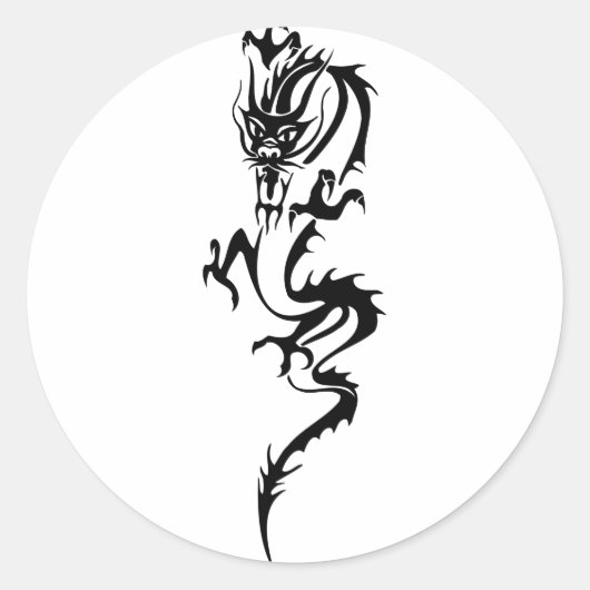 Chinese draak (1) ronde sticker (Voorkant)