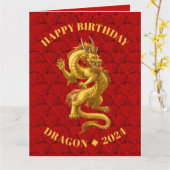 Chinese Draak 2024 (BIG 21,59x27,94 cm) Verjaardag Kaart (Gele Bloem)