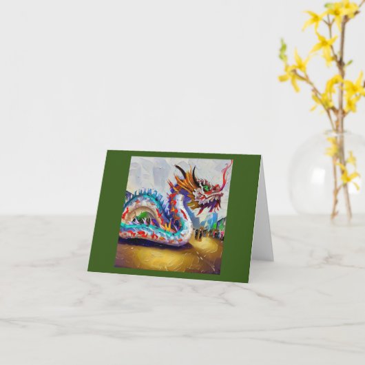 Chinese draak (21) kaart (Gele Bloem)