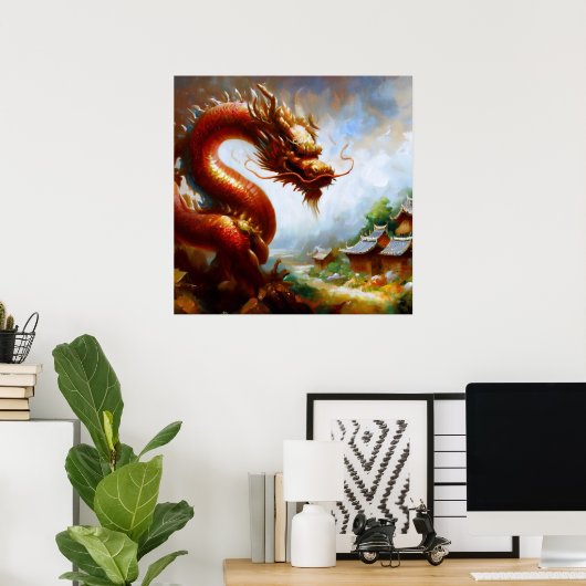 Chinese draak (24) poster (Thuiskantoor)