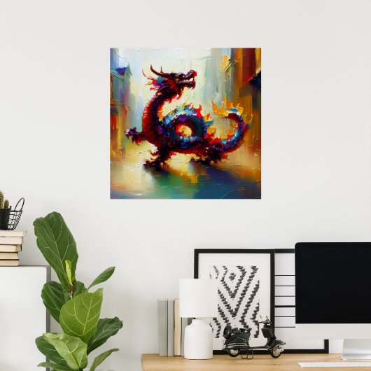 Chinese draak (34) poster (Thuiskantoor)