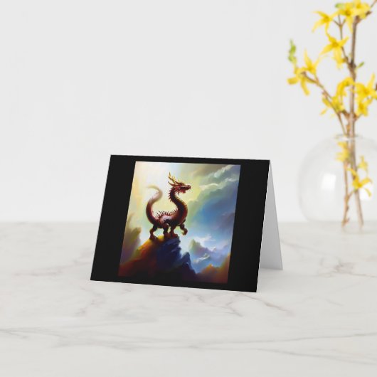 Chinese draak (3) kaart (Gele Bloem)