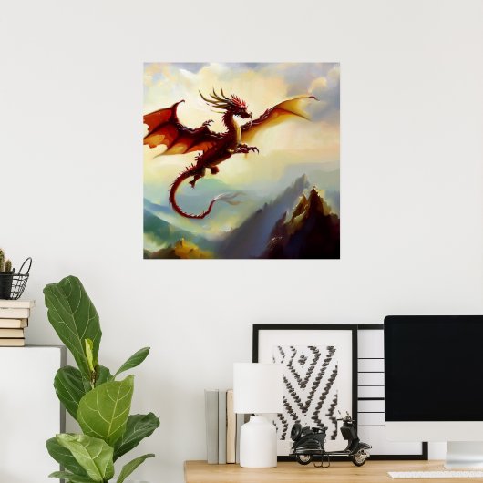 Chinese draak (7) poster (Thuiskantoor)