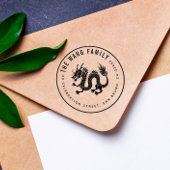 Chinese draak | Aangepast familienaam Return-adres Rubberstempel