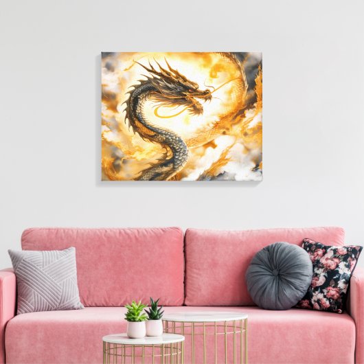 Chinese draak canvas afdruk (Insitu (Woonkamer))
