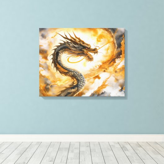 Chinese draak canvas afdruk (Insitu (Houten vloer))