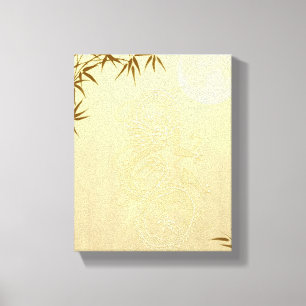Chinese draak en Bamboo Canvas Afdruk