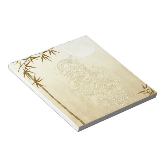 Chinese draak en Bamboo Notitieblok (Schuin)