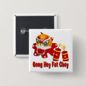 Chinese draak en Firecrackers Vierkante Button 5,1 Cm (Voorkant /achterkant)