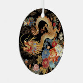 Chinese Draak en Pioenen Metalen Ornament (Voorkant Rechts)