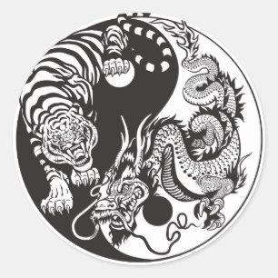 Chinese draak en tijger yin yang symbool ronde sticker