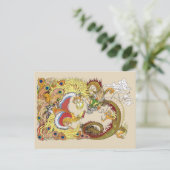 Chinese draak en tongbek briefkaart (Staand voorkant)