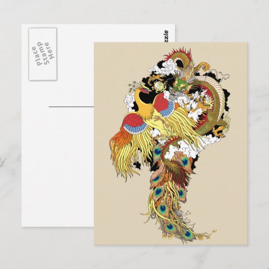 Chinese draak en tongbek briefkaart (Voorkant / Achterkant)