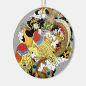 Chinese draak en tongbek keramisch ornament (Links)