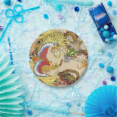 Chinese draak en tongbek papieren bordje (Feest)