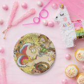 Chinese draak en tongbek papieren bordje (Feest)