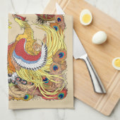 Chinese draak en tongbek theedoek (Quarter Fold)