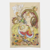 Chinese draak en tongbek theedoek (Verticaal)