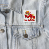 Chinese Draak en Vuurwerk Vierkante Button 5,1 Cm (In situ)