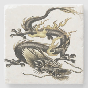 Chinese draak geïsoleerd op wit stenen onderzetter
