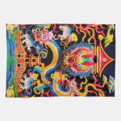 Chinese draak gelaagde papierafdekking effect theedoek (Horizontaal)