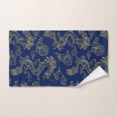 Chinese Draak Goud en Donkerblauw Bad Handdoek (Handdoek)