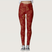 Chinese Draak Goud en Rood Leggings (Voorkant)