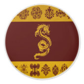 Chinese draak, gouddraak, Fantasy, mythologie Keramische Knop (Voorkant)