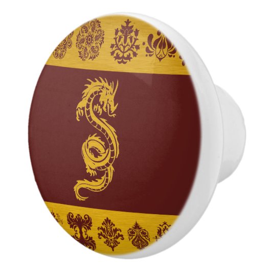 Chinese draak, gouddraak, Fantasy, mythologie Keramische Knop (Rechts)