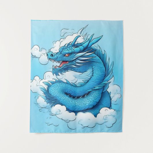 Chinese draak in de wolken wandkleed (Voorkant)