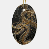 Chinese draak in getextureerd bruin keramisch ornament (Links)