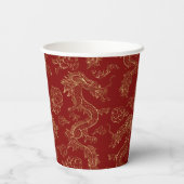 Chinese draak in goud op rood papieren bekers (Achterkant)