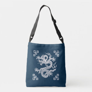 Chinese draak in het wit Crossbody Tas
