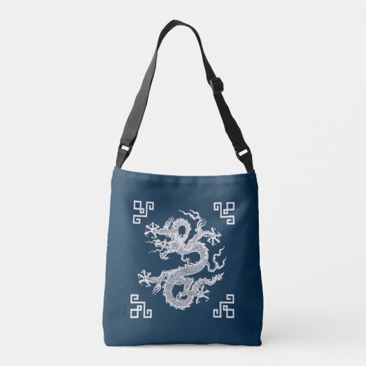 Chinese draak in het wit Crossbody Tas (Achterkant)