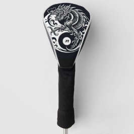 Chinese Draak in Zwart en Wit Persoonlijk Golfheadcover