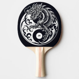 Chinese Draak in Zwart en Wit Persoonlijk Tafeltennisbatje
