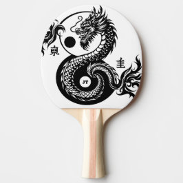 Chinese Draak in Zwart en Wit Persoonlijk Tafeltennisbatje