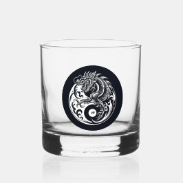 Chinese Draak in Zwart en Wit Persoonlijk Whisky Glas