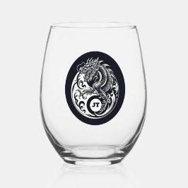 Chinese Draak in Zwart en Wit Persoonlijk Wijnglas Zonder Voet