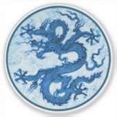 Chinese draak, Indigoblauw en witte Sticker (Voorkant)