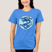 Chinese draak, Indigoblauw en witte T-shirt (Voorkant)