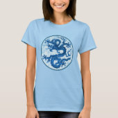 Chinese draak, Indigoblauw en witte T-shirt (Voorkant)