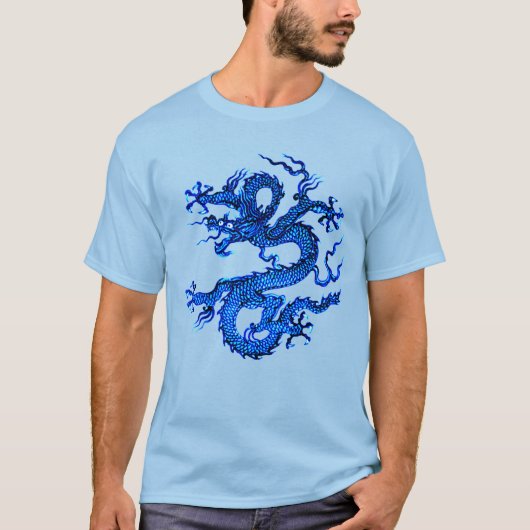 Chinese draak, Indigoblauw T-shirt (Voorkant)