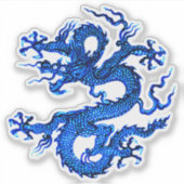 Chinese draak, Indigoblauwe Sticker (Voorkant)
