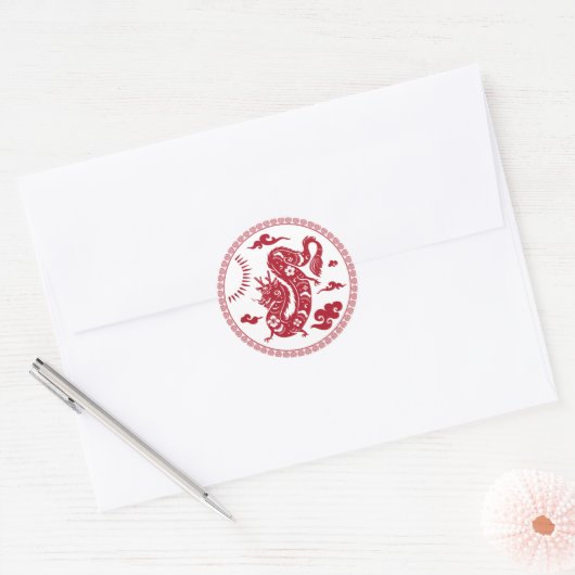 Chinese Draak, Jaar van de Draak Ronde Sticker (Envelop)