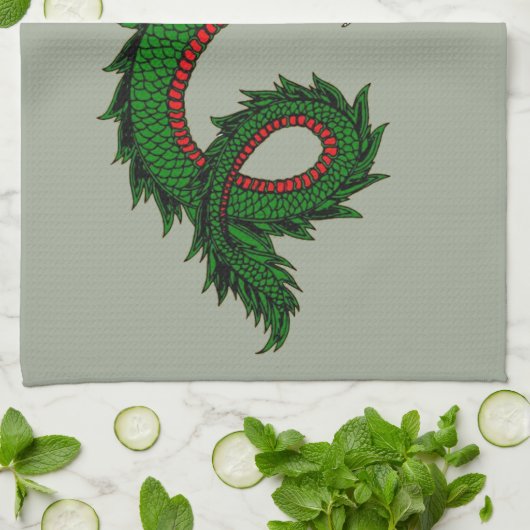 Chinese draak keukenhanddoek (Gevouwen)
