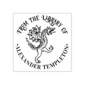 Chinese Draak Loong #5 Ronde Bibliotheek Boeknaam Rubberstempel (Afrduk)