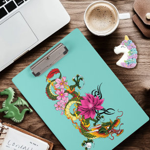 Chinese Draak Lotus Kersenbloesem Klembord