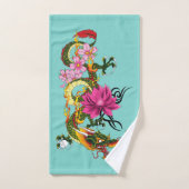 Chinese draak Lotus Kersenbloesems Bad Handdoek (Handdoek)