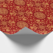 Chinese draak Lucky symboolpatroon Cadeaupapier (Hoek)